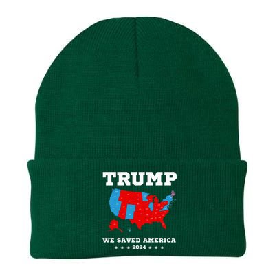 Trump 2024 We Saved America Map Of 2024 Election Knit Cap Winter Beanie