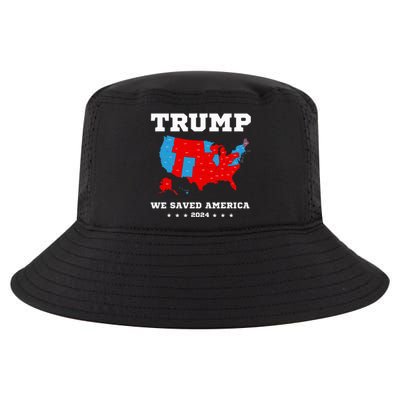 Trump 2024 We Saved America Map Of 2024 Election Cool Comfort Performance Bucket Hat