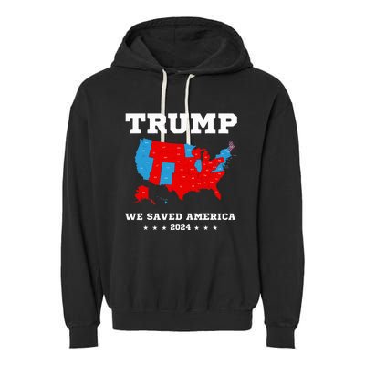 Trump 2024 We Saved America Map Of 2024 Election Garment-Dyed Fleece Hoodie