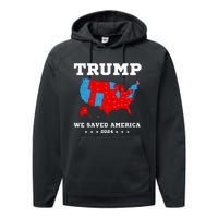 Trump 2024 We Saved America Map Of 2024 Election Performance Fleece Hoodie