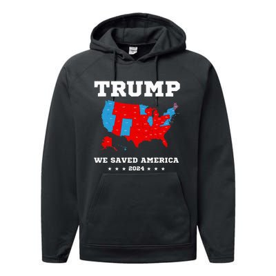 Trump 2024 We Saved America Map Of 2024 Election Performance Fleece Hoodie