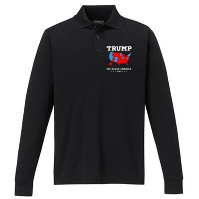 Trump 2024 We Saved America Map Of 2024 Election Performance Long Sleeve Polo