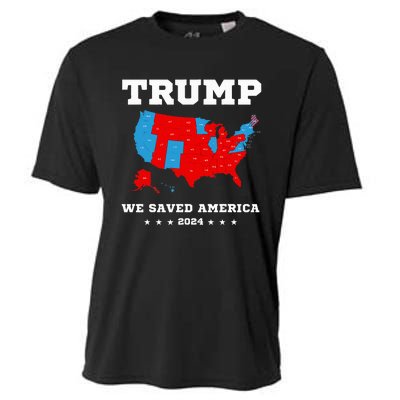 Trump 2024 We Saved America Map Of 2024 Election Cooling Performance Crew T-Shirt