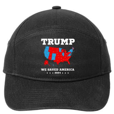 Trump 2024 We Saved America Map Of 2024 Election 7-Panel Snapback Hat