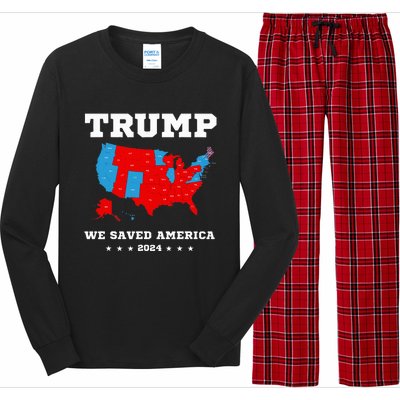 Trump 2024 We Saved America Map Of 2024 Election Long Sleeve Pajama Set