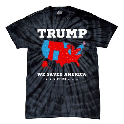 Trump 2024 We Saved America Map Of 2024 Election Tie-Dye T-Shirt