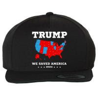 Trump 2024 We Saved America Map Of 2024 Election Wool Snapback Cap