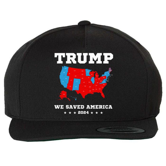 Trump 2024 We Saved America Map Of 2024 Election Wool Snapback Cap