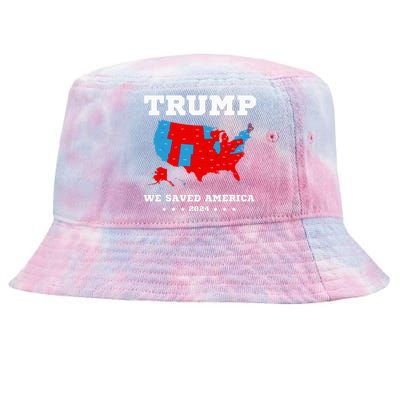 Trump 2024 We Saved America Map Of 2024 Election Tie-Dyed Bucket Hat