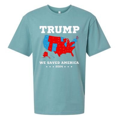 Trump 2024 We Saved America Map Of 2024 Election Sueded Cloud Jersey T-Shirt