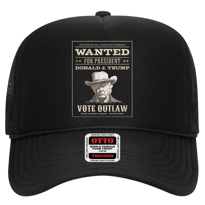 Trump 2024 Wanted Outlaw IM Voting Convicted Felon 2024 High Crown Mesh Back Trucker Hat