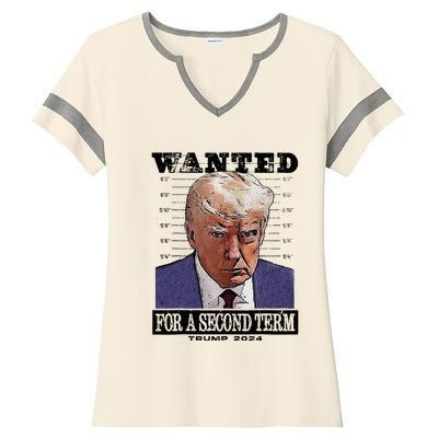 Trump 2024 Wanted For A 2nd Term Ladies Halftime Notch Neck Tee