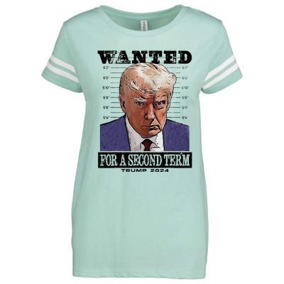 Trump 2024 Wanted For A 2nd Term Enza Ladies Jersey Football T-Shirt