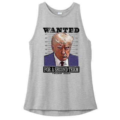 Trump 2024 Wanted For A 2nd Term Ladies PosiCharge Tri-Blend Wicking Tank