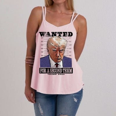 Trump 2024 Wanted For A 2nd Term Women's Strappy Tank