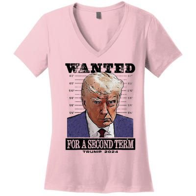 Trump 2024 Wanted For A 2nd Term Women's V-Neck T-Shirt