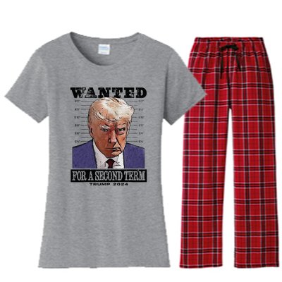 Trump 2024 Wanted For A 2nd Term Women's Flannel Pajama Set