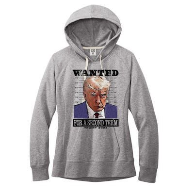 Trump 2024 Wanted For A 2nd Term Women's Fleece Hoodie