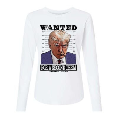 Trump 2024 Wanted For A 2nd Term Womens Cotton Relaxed Long Sleeve T-Shirt