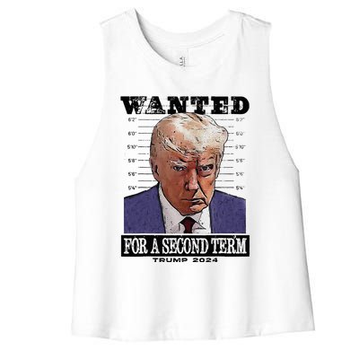 Trump 2024 Wanted For A 2nd Term Women's Racerback Cropped Tank