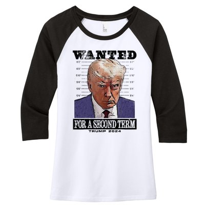 Trump 2024 Wanted For A 2nd Term Women's Tri-Blend 3/4-Sleeve Raglan Shirt