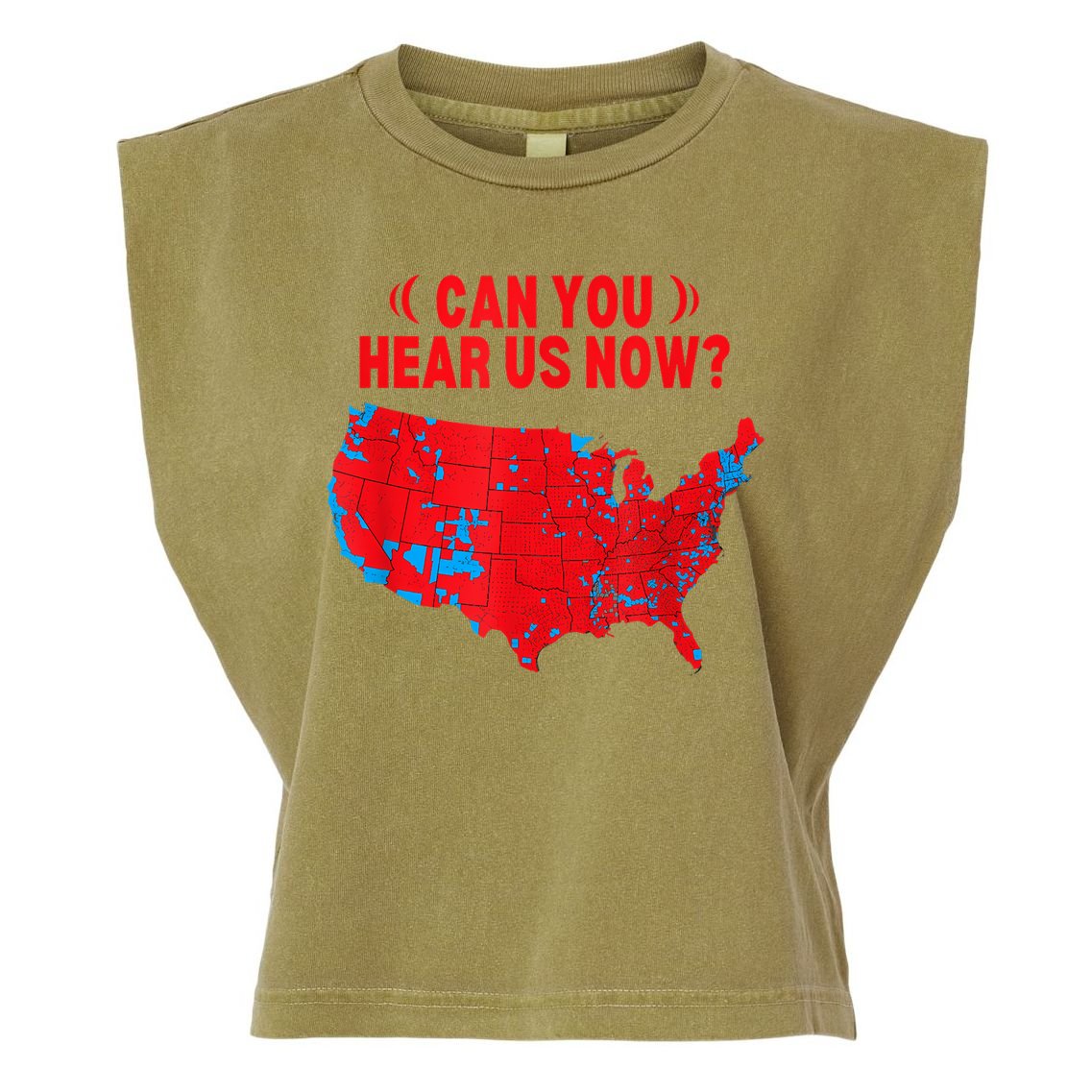 Trump 2024 Winner 312 Electoral Map Can You Hear Us Now Garment-Dyed Women's Muscle Tee