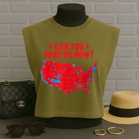 Trump 2024 Winner 312 Electoral Map Can You Hear Us Now Garment-Dyed Women's Muscle Tee