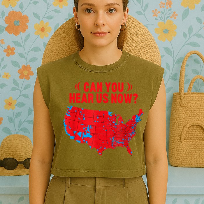 Trump 2024 Winner 312 Electoral Map Can You Hear Us Now Garment-Dyed Women's Muscle Tee