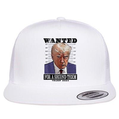 Trump 2024 Wanted For A 2nd Term Flat Bill Trucker Hat