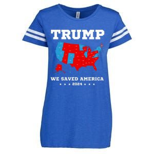 Trump 2024 We Saved America Map Of 2024 Enza Ladies Jersey Football T-Shirt