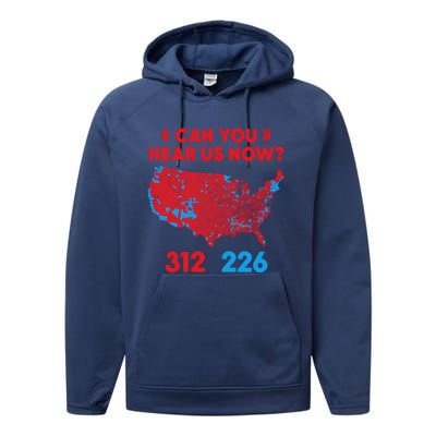 Trump 2024 Winner 312 Electoral Map Can You Hear Us Now Long Sleeve Performance Fleece Hoodie