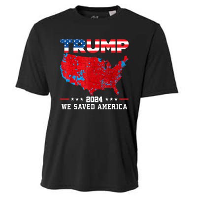 Trump 2024 We Saved America Map Of 2024 Election Results Cooling Performance Crew T-Shirt