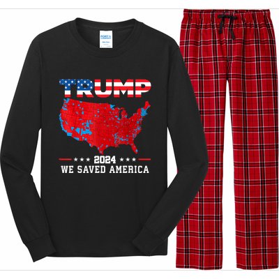 Trump 2024 We Saved America Map Of 2024 Election Results Long Sleeve Pajama Set