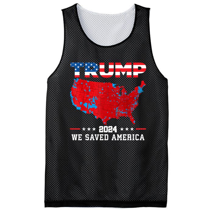 Trump 2024 We Saved America Map Of 2024 Election Results Mesh Reversible Basketball Jersey Tank