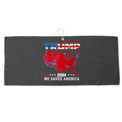 Trump 2024 We Saved America Map Of 2024 Election Results Large Microfiber Waffle Golf Towel