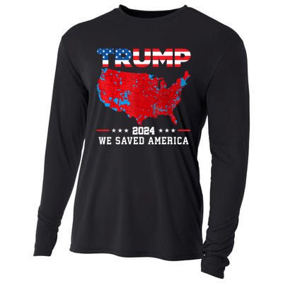 Trump 2024 We Saved America Map Of 2024 Election Results Cooling Performance Long Sleeve Crew