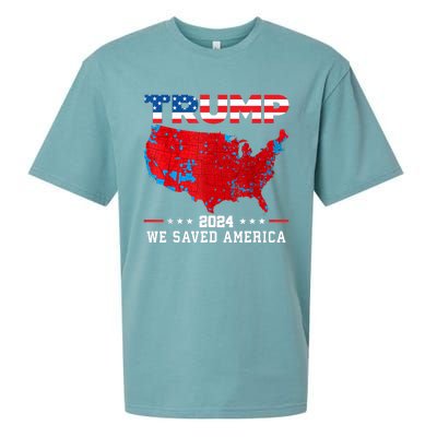 Trump 2024 We Saved America Map Of 2024 Election Results Sueded Cloud Jersey T-Shirt