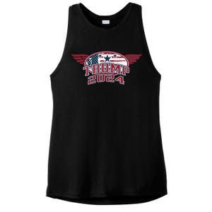 Trump 2024 Winged Logo Ladies PosiCharge Tri-Blend Wicking Tank