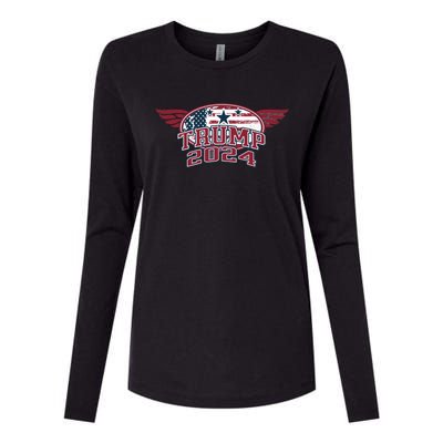 Trump 2024 Winged Logo Womens Cotton Relaxed Long Sleeve T-Shirt