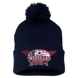 Trump 2024 Winged Logo Pom Pom 12in Knit Beanie