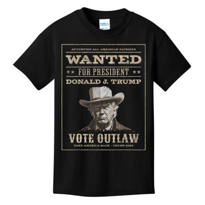 Trump 2024 Wanted Outlaw IM Voting Convicted Felon 2024 Kids T-Shirt