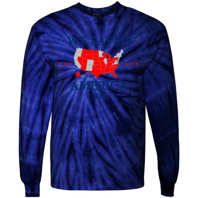 Trump 2024 We Saved America Map Of 2024 Election Results Tie-Dye Long Sleeve Shirt