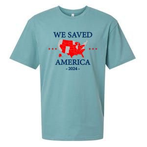 Trump 2024 We Saved America Map Of 2024 Election Results Sueded Cloud Jersey T-Shirt