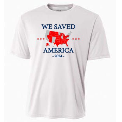 Trump 2024 We Saved America Map Of 2024 Election Results Cooling Performance Crew T-Shirt