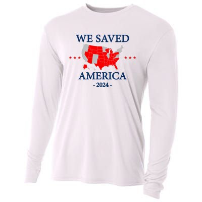 Trump 2024 We Saved America Map Of 2024 Election Results Cooling Performance Long Sleeve Crew