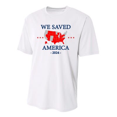 Trump 2024 We Saved America Map Of 2024 Election Results Performance Sprint T-Shirt