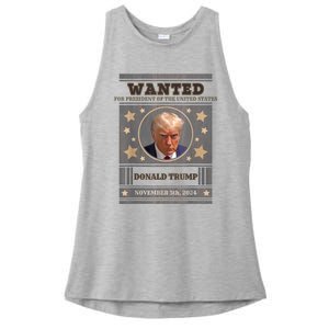 Trump 2024 Wanted For President Of The United States Ladies PosiCharge Tri-Blend Wicking Tank