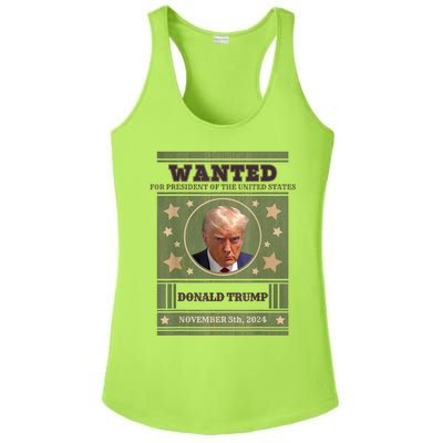 Trump 2024 Wanted For President Of The United States Ladies PosiCharge Competitor Racerback Tank