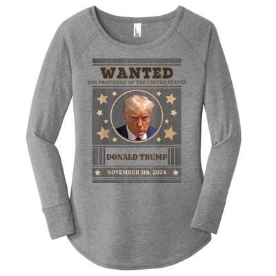 Trump 2024 Wanted For President Of The United States Women's Perfect Tri Tunic Long Sleeve Shirt