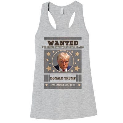 Trump 2024 Wanted For President Of The United States Women's Racerback Tank